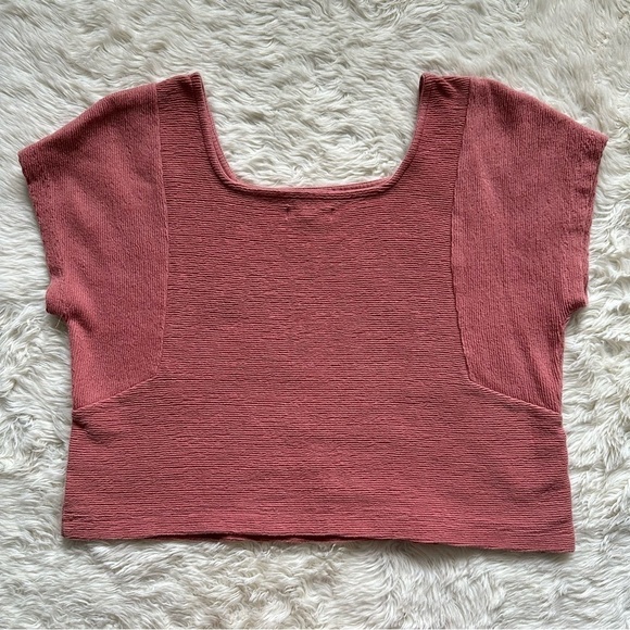 Madewell Top Ottoman Jacquard Square-Neck Textured Rose Dust M - Picture 4 of 10